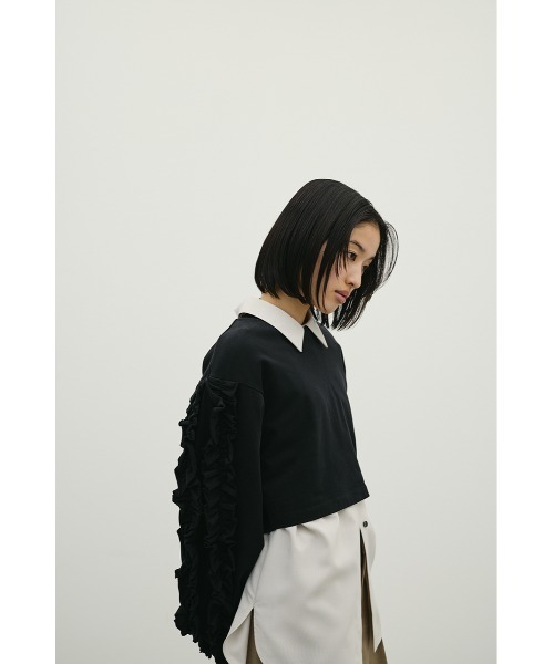 STYLEMIXER（スタイルミキサー）の「フリルスリーブカットトップ（Tシャツ/カットソー・レディース・ブラック/ホワイト・FREE）」の19枚目の写真