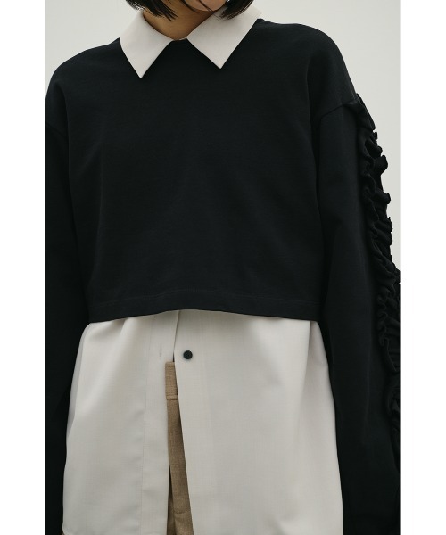 STYLEMIXER（スタイルミキサー）の「フリルスリーブカットトップ（Tシャツ/カットソー・レディース・ブラック/ホワイト・FREE）」の21枚目の写真