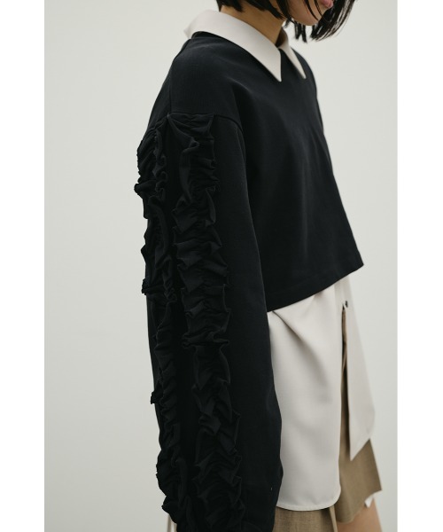 STYLEMIXER（スタイルミキサー）の「フリルスリーブカットトップ（Tシャツ/カットソー・レディース・ブラック/ホワイト・FREE）」の22枚目の写真