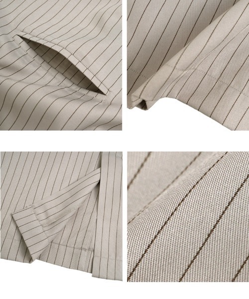 KOBE LETTUCE(コウベレタス)の「ストライプ柄テーラードジャケット(テーラードジャケット・レディース・ベージュ/チャコール・M)」の9枚目の写真