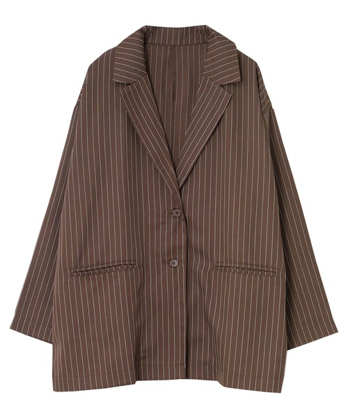 KOBE LETTUCE(コウベレタス)の「ストライプ柄テーラードジャケット(テーラードジャケット・レディース・ベージュ/チャコール・M)」の11枚目の写真