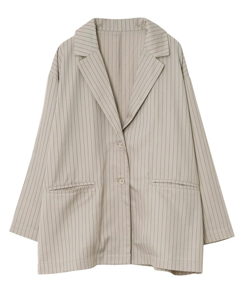 KOBE LETTUCE(コウベレタス)の「ストライプ柄テーラードジャケット(テーラードジャケット・レディース・ベージュ/チャコール・M)」の12枚目の写真