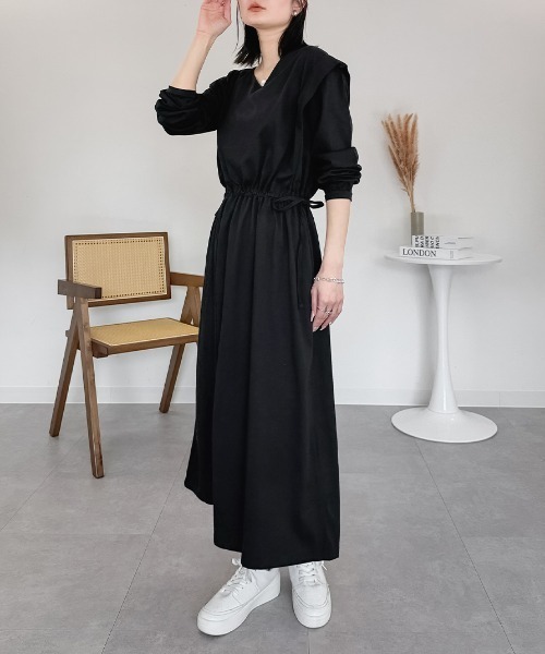 RCD（アールシーディー）の「肩タックワンピース（ワンピース・レディース・カーキ/ブラック・4L～5L/M-L/LL～3L）」の3枚目の写真