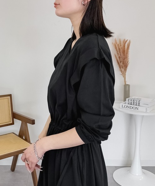 RCD（アールシーディー）の「肩タックワンピース（ワンピース・レディース・カーキ/ブラック・4L～5L/M-L/LL～3L）」の8枚目の写真