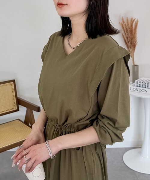 RCD（アールシーディー）の「肩タックワンピース（ワンピース・レディース・カーキ/ブラック・4L～5L/M-L/LL～3L）」の15枚目の写真