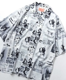 Animal Allover Print Open Collar Shirt/猫&犬 アニマル 総柄プリント オーバーサイズ オープンカラーシャツ 半袖シャツ