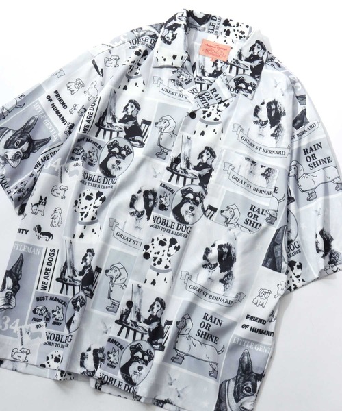 SITRY(シトリー)の「Animal Allover Print Open Collar Shirt/猫&犬 アニマル 総柄プリント オーバーサイズ オープンカラーシャツ 半袖シャツ(シャツ/ブラウス・メンズ・ホワイト系その他/ブルー系その他/グレー系その他/グリーン系その他・M/L/LL)」の2枚目の写真