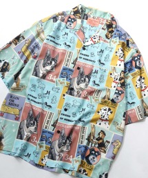 Animal Allover Print Open Collar Shirt/猫&犬 アニマル 総柄プリント オーバーサイズ オープンカラーシャツ 半袖シャツ