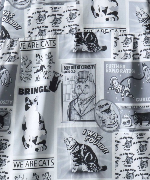 SITRY(シトリー)の「Animal Allover Print Open Collar Shirt/猫&犬 アニマル 総柄プリント オーバーサイズ オープンカラーシャツ 半袖シャツ(シャツ/ブラウス・メンズ・ホワイト系その他/ブルー系その他/グレー系その他/グリーン系その他・M/L/LL)」の7枚目の写真