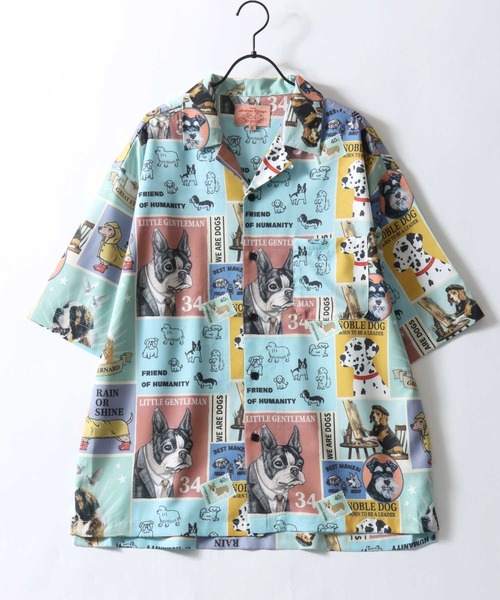 SITRY(シトリー)の「Animal Allover Print Open Collar Shirt/猫&犬 アニマル 総柄プリント オーバーサイズ オープンカラーシャツ 半袖シャツ(シャツ/ブラウス・メンズ・ホワイト系その他/ブルー系その他/グレー系その他/グリーン系その他・M/L/LL)」の14枚目の写真