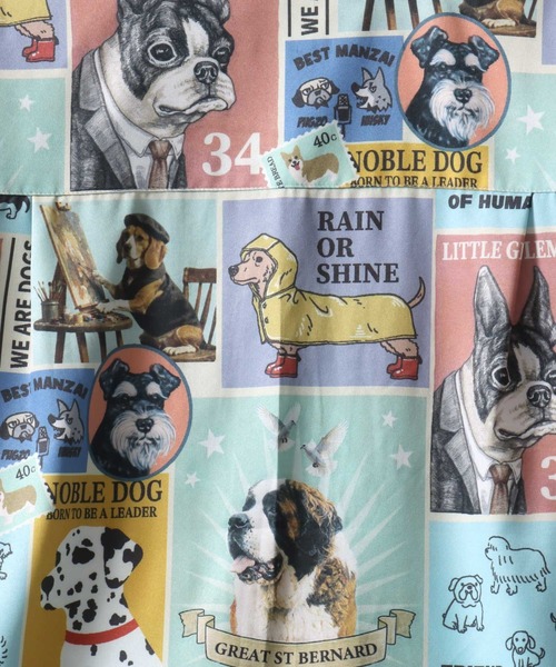 SITRY(シトリー)の「Animal Allover Print Open Collar Shirt/猫&犬 アニマル 総柄プリント オーバーサイズ オープンカラーシャツ 半袖シャツ(シャツ/ブラウス・メンズ・ホワイト系その他/ブルー系その他/グレー系その他/グリーン系その他・M/L/LL)」の16枚目の写真
