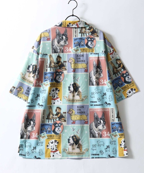 SITRY(シトリー)の「Animal Allover Print Open Collar Shirt/猫&犬 アニマル 総柄プリント オーバーサイズ オープンカラーシャツ 半袖シャツ(シャツ/ブラウス・メンズ・ホワイト系その他/ブルー系その他/グレー系その他/グリーン系その他・M/L/LL)」の15枚目の写真
