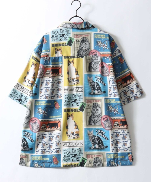 SITRY(シトリー)の「Animal Allover Print Open Collar Shirt/猫&犬 アニマル 総柄プリント オーバーサイズ オープンカラーシャツ 半袖シャツ(シャツ/ブラウス・メンズ・ホワイト系その他/ブルー系その他/グレー系その他/グリーン系その他・M/L/LL)」の12枚目の写真