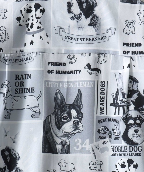 SITRY(シトリー)の「Animal Allover Print Open Collar Shirt/猫&犬 アニマル 総柄プリント オーバーサイズ オープンカラーシャツ 半袖シャツ(シャツ/ブラウス・メンズ・ホワイト系その他/ブルー系その他/グレー系その他/グリーン系その他・M/L/LL)」の10枚目の写真
