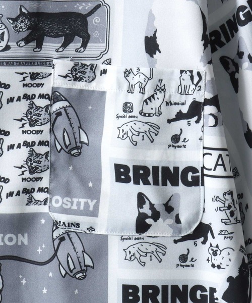 SITRY(シトリー)の「Animal Allover Print Open Collar Shirt/猫&犬 アニマル 総柄プリント オーバーサイズ オープンカラーシャツ 半袖シャツ(シャツ/ブラウス・メンズ・ホワイト系その他/ブルー系その他/グレー系その他/グリーン系その他・M/L/LL)」の18枚目の写真