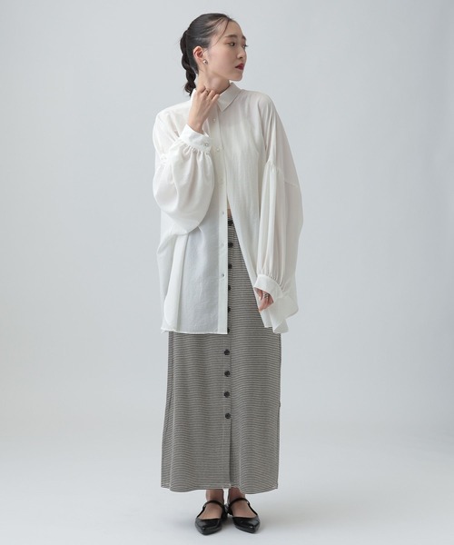 LEPSIM（レプシィム）の「フロントボタンワッフルスカート　601355（スカート・レディース・ブラック/ホワイト×ブラック/グレイッシュベージュ/ブルー・FREE）」の8枚目の写真