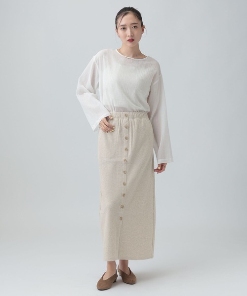 LEPSIM（レプシィム）の「フロントボタンワッフルスカート　601355（スカート・レディース・ブラック/ホワイト×ブラック/グレイッシュベージュ/ブルー・FREE）」の21枚目の写真