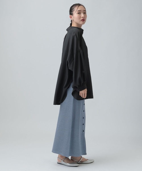 LEPSIM（レプシィム）の「フロントボタンワッフルスカート　601355（スカート・レディース・ブラック/ホワイト×ブラック/グレイッシュベージュ/ブルー・FREE）」の15枚目の写真