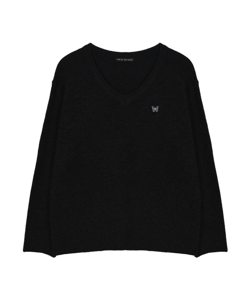 NICK&NICOLE(ニックアンドニコール)の「BUTTERFLY PATCH V-NECK KNIT_BLACK(ニット/セーター・レディース・その他・MEDIUM/LARGE)」の4枚目の写真