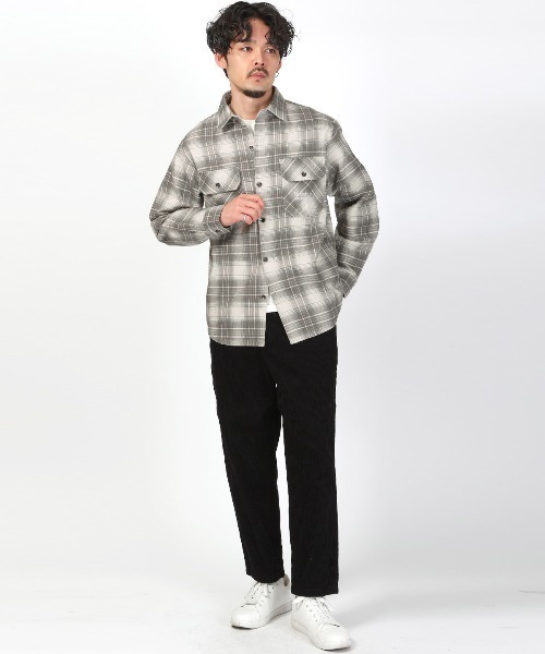 LUXSTYLE（ラグスタイル）の「チェック柄コットンシャツジャケット（シャツ/ブラウス・メンズ・ブルー/グレー・M/L）」の3枚目の写真