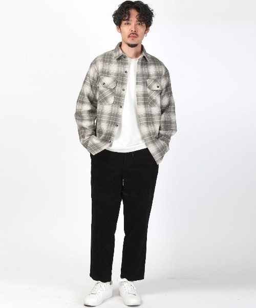 LUXSTYLE（ラグスタイル）の「チェック柄コットンシャツジャケット（シャツ/ブラウス・メンズ・ブルー/グレー・M/L）」の4枚目の写真