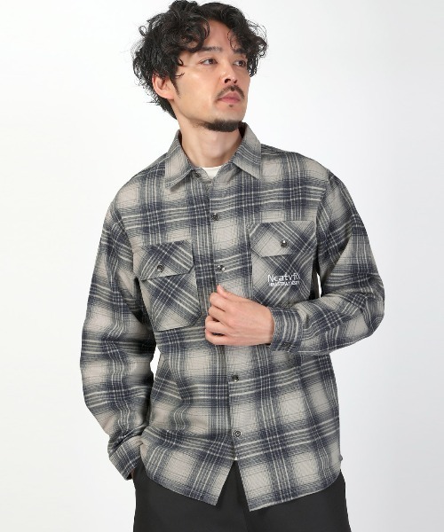 LUXSTYLE（ラグスタイル）の「チェック柄コットンシャツジャケット（シャツ/ブラウス・メンズ・ブルー/グレー・M/L）」の5枚目の写真