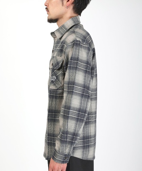 LUXSTYLE（ラグスタイル）の「チェック柄コットンシャツジャケット（シャツ/ブラウス・メンズ・ブルー/グレー・M/L）」の8枚目の写真