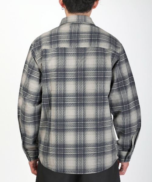 LUXSTYLE（ラグスタイル）の「チェック柄コットンシャツジャケット（シャツ/ブラウス・メンズ・ブルー/グレー・M/L）」の9枚目の写真