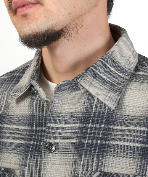 LUXSTYLE（ラグスタイル）の「チェック柄コットンシャツジャケット（シャツ/ブラウス・メンズ・ブルー/グレー・M/L）」の10枚目の写真