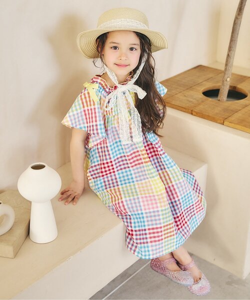 apres les cours(アプレレクール)の「【UVカット】レースリボンカンカン帽(ハット・キッズ・アイボリー・54/52/50/48)」の2枚目の写真