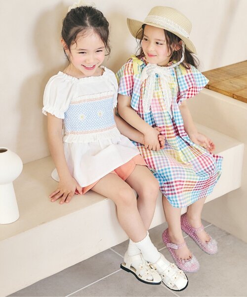 apres les cours(アプレレクール)の「【UVカット】レースリボンカンカン帽(ハット・キッズ・アイボリー・54/52/50/48)」の3枚目の写真