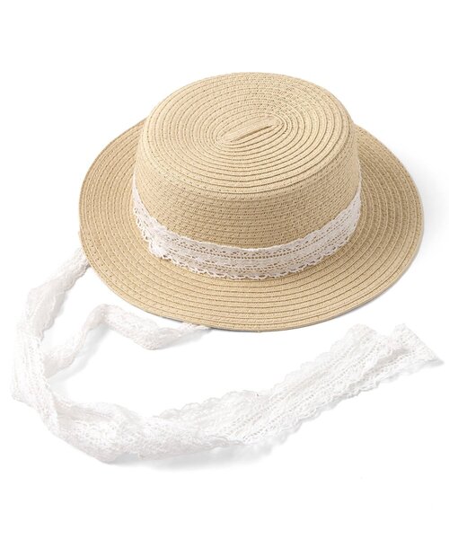 apres les cours(アプレレクール)の「【UVカット】レースリボンカンカン帽(ハット・キッズ・アイボリー・54/52/50/48)」の12枚目の写真
