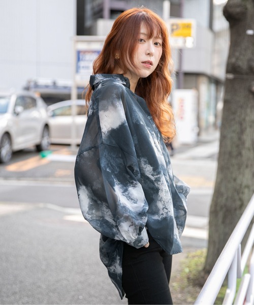 GORGE(ゴージ)の「《インナー付き・モヤ柄》シャツ/カジュアル×モード/春夏秋/全4色(シャツ/ブラウス・レディース・ダークブラウン/ブラウン/グレー/ブラック・F)」の6枚目の写真