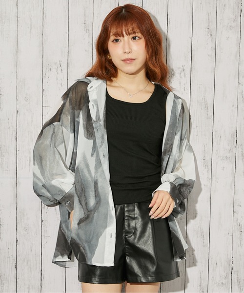 GORGE(ゴージ)の「《インナー付き・モヤ柄》シャツ/カジュアル×モード/春夏秋/全4色(シャツ/ブラウス・レディース・ダークブラウン/ブラウン/グレー/ブラック・F)」の8枚目の写真