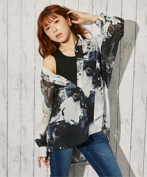 GORGE(ゴージ)の「《インナー付き・モヤ柄》シャツ/カジュアル×モード/春夏秋/全4色(シャツ/ブラウス・レディース・ダークブラウン/ブラウン/グレー/ブラック・F)」の11枚目の写真