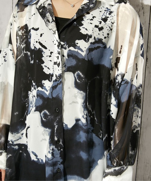 GORGE(ゴージ)の「《インナー付き・モヤ柄》シャツ/カジュアル×モード/春夏秋/全4色(シャツ/ブラウス・レディース・ダークブラウン/ブラウン/グレー/ブラック・F)」の14枚目の写真