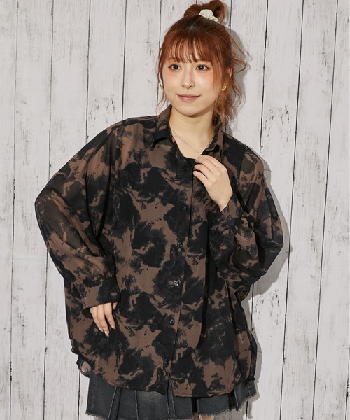 GORGE(ゴージ)の「《インナー付き・モヤ柄》シャツ/カジュアル×モード/春夏秋/全4色(シャツ/ブラウス・レディース・ダークブラウン/ブラウン/グレー/ブラック・F)」の15枚目の写真