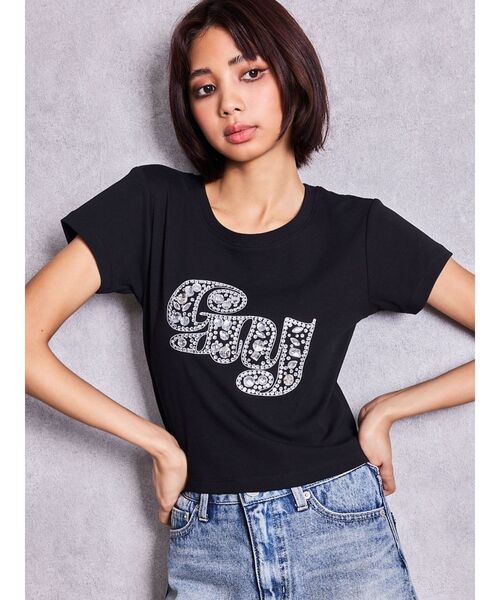 GYDA（ジェイダ）の「gy bijou Tシャツ（Tシャツ/カットソー・レディース・ピンク/パープル/ブラック/オフホワイト・FREE）」の2枚目の写真