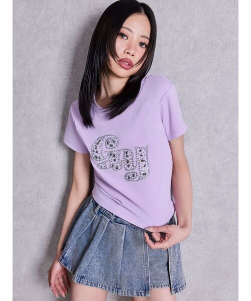GYDA（ジェイダ）の「gy bijou Tシャツ（Tシャツ/カットソー・レディース・ピンク/パープル/ブラック/オフホワイト・FREE）」の8枚目の写真
