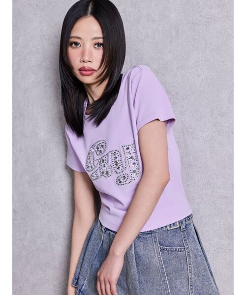 GYDA（ジェイダ）の「gy bijou Tシャツ（Tシャツ/カットソー・レディース・ピンク/パープル/ブラック/オフホワイト・FREE）」の9枚目の写真