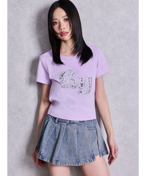 GYDA（ジェイダ）の「gy bijou Tシャツ（Tシャツ/カットソー・レディース・ピンク/パープル/ブラック/オフホワイト・FREE）」の10枚目の写真