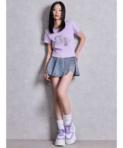 GYDA（ジェイダ）の「gy bijou Tシャツ（Tシャツ/カットソー・レディース・ピンク/パープル/ブラック/オフホワイト・FREE）」の13枚目の写真