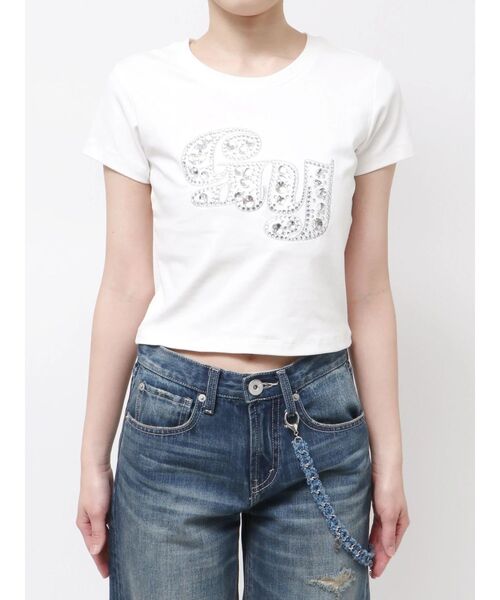 GYDA（ジェイダ）の「gy bijou Tシャツ（Tシャツ/カットソー・レディース・ピンク/パープル/ブラック/オフホワイト・FREE）」の15枚目の写真