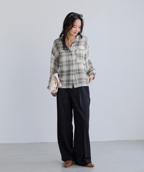 VIS(ビス)の「チェック&シアーオーバーシャツ(シャツ/ブラウス・レディース・ホワイト系その他2/ブラック系その他/キナリ・FREE)」の19枚目の写真