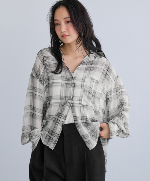 VIS(ビス)の「チェック&シアーオーバーシャツ(シャツ/ブラウス・レディース・ホワイト系その他2/ブラック系その他/キナリ・FREE)」の22枚目の写真