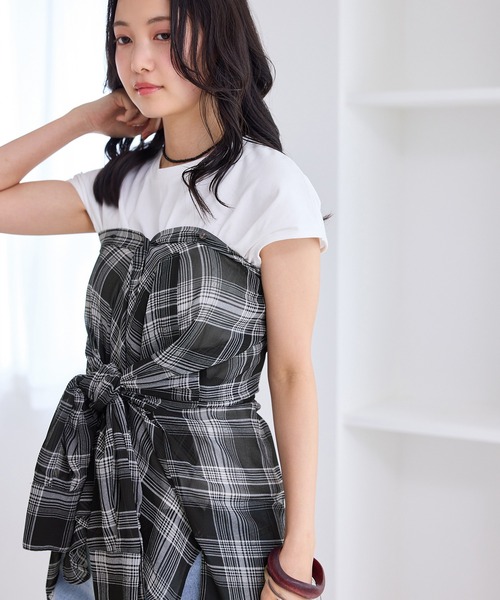 VIS(ビス)の「チェック&シアーオーバーシャツ(シャツ/ブラウス・レディース・ホワイト系その他2/ブラック系その他/キナリ・FREE)」の14枚目の写真