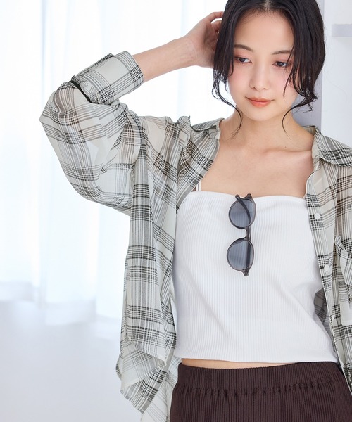 VIS(ビス)の「チェック&シアーオーバーシャツ(シャツ/ブラウス・レディース・ホワイト系その他2/ブラック系その他/キナリ・FREE)」の10枚目の写真