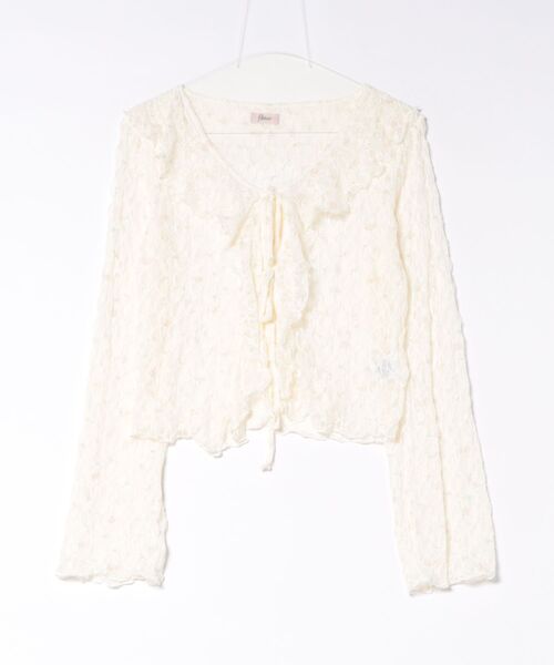 flower（フラワー）の「ブルームフリルカーディガン（カーディガン/ボレロ・レディース・ブルー/ピンク・FREE）」の2枚目の写真