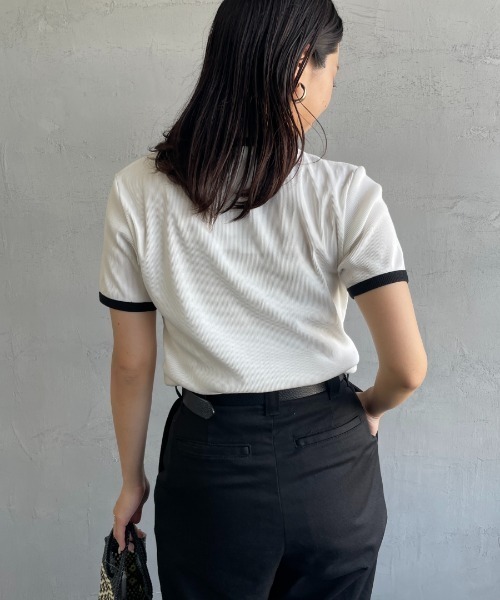 GYMPHLEX（ジムフレックス）の「[GYMPHLEX/ジムフレックス] ワンポイントロゴ刺繍 リンガーリブTシャツ（Tシャツ/カットソー・レディース・ホワイト/キナリ・14）」の10枚目の写真