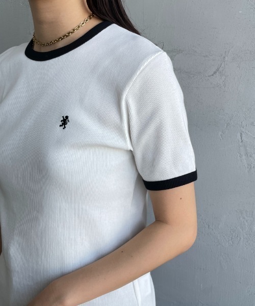 GYMPHLEX（ジムフレックス）の「[GYMPHLEX/ジムフレックス] ワンポイントロゴ刺繍 リンガーリブTシャツ（Tシャツ/カットソー・レディース・ホワイト/キナリ・14）」の16枚目の写真